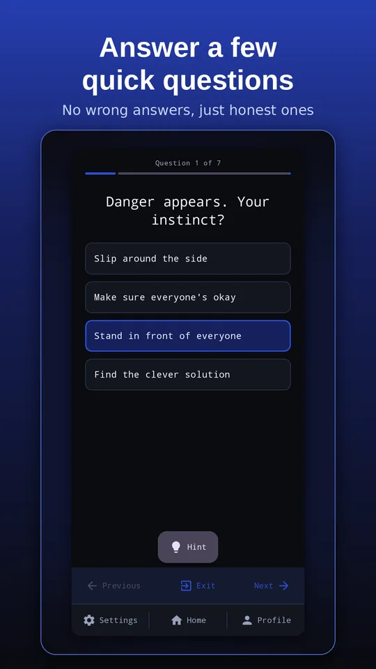 A quiz question with four answer choices